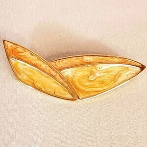💎Monet Abstract Brooch Gold Tone Trimmed Marbled Shimmery Enamel Wings